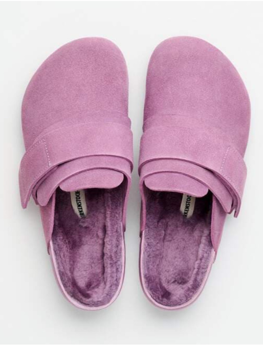 Birkenstock Lavender Plush Slide Slippers with Adjustable Strap